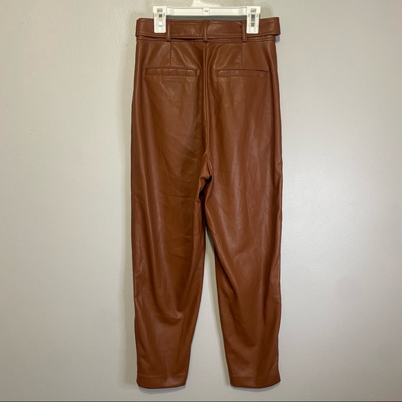 Babaton Women's Brown Belted Faux Leather Dress Pants Size 2 - Picture 8 of 10